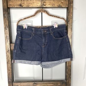 dark wash jean shorts, short length, size 12